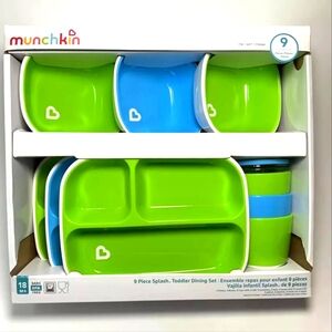 Munchkin Toddler 9 pieces dinning set with divided plates, bowls and cups - New